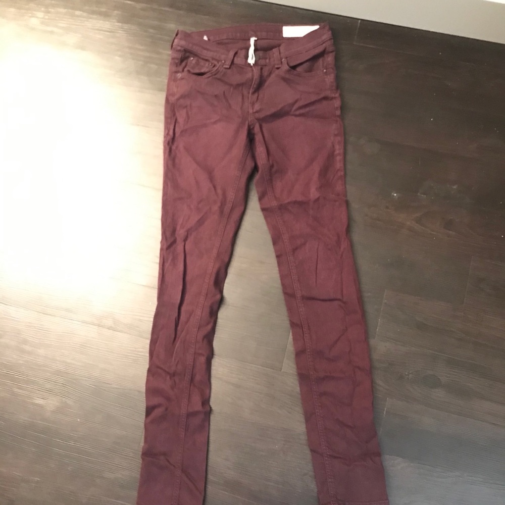 Rag & Bone skinny maroon pant